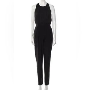 ALICE‎ & OLIVIA ANGEN JUMPSUIT Sleeveless Halter Neck T-Strap Back Black Crepe 2